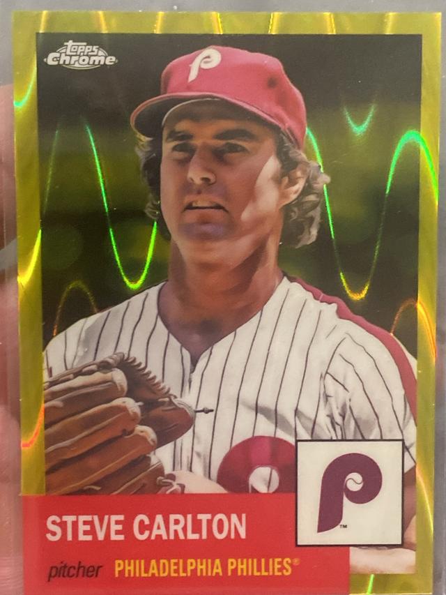 2022 Topps Chrome Platinum Steve Carlton Yellow RayWave Refractors /250 #211