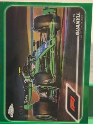 2024 Topps Chrome Formula 1 Zhou Guanyu Green Refractor Parallel /99 #86