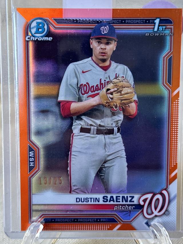 2021 Bowman Draft Dustin Saenz Orange Refractors /25 #BDC-14