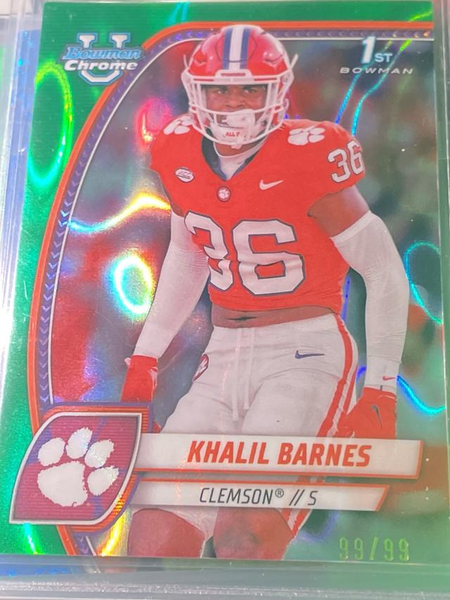 2024 Bowman Chrome University Khalil Barnes Green Lava Refractors #114