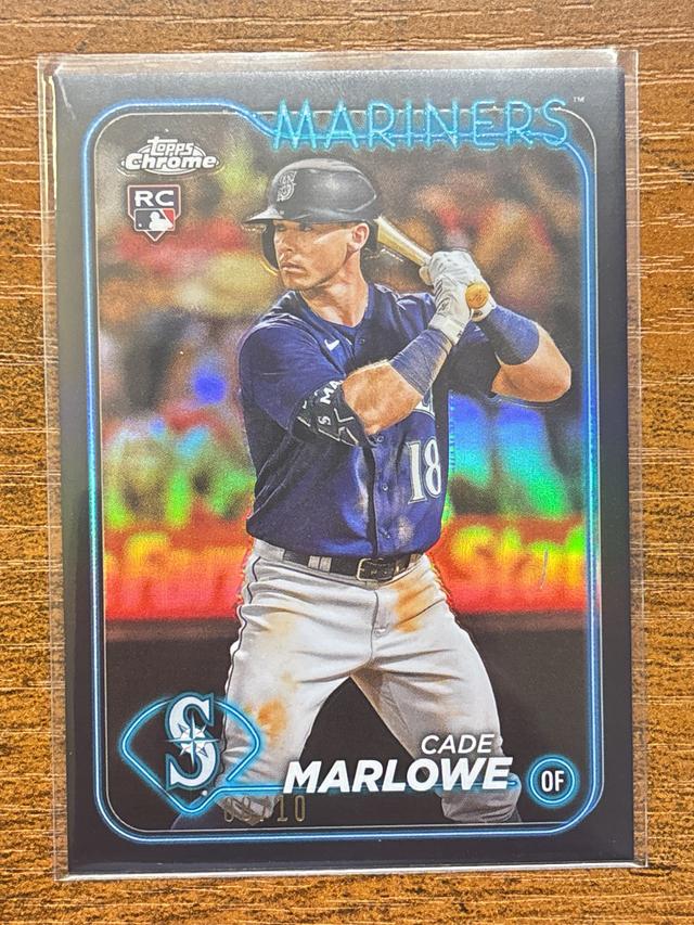 2024 Topps Chrome Cade Marlowe Black Ref /10 #266 Mariners Rookie RC