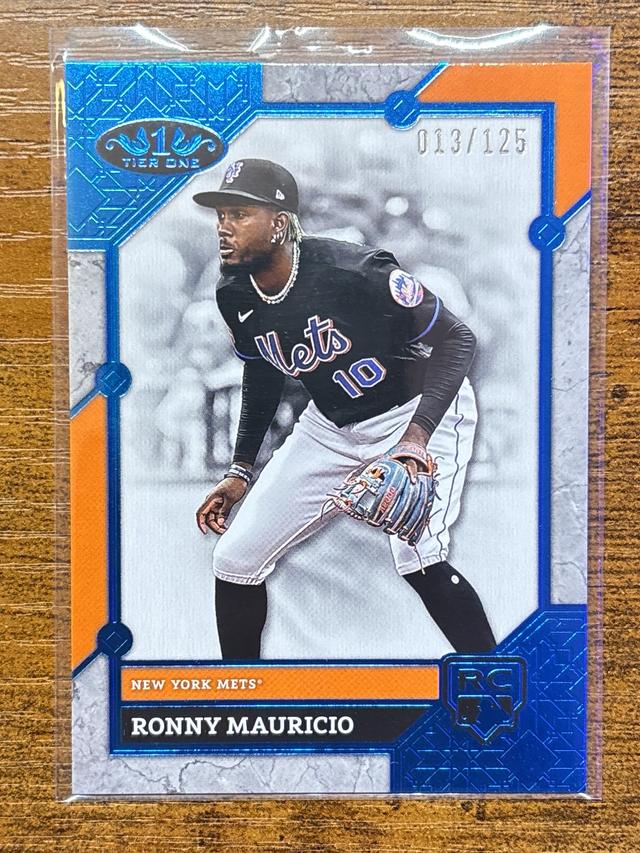 2024 Topps Tier One Ronny Mauricio 3 Blue Foil Refractor /125 #82 Mets Rookie RC