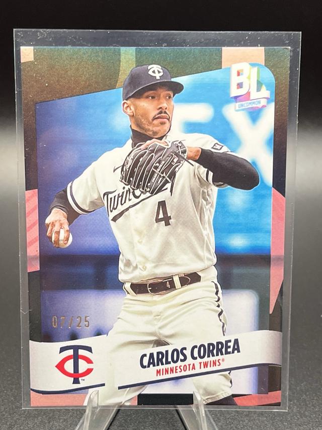 2024 Topps Big League Carlos Correa UNCOMMON RAINBOW FOIL Black Foil /25 #215