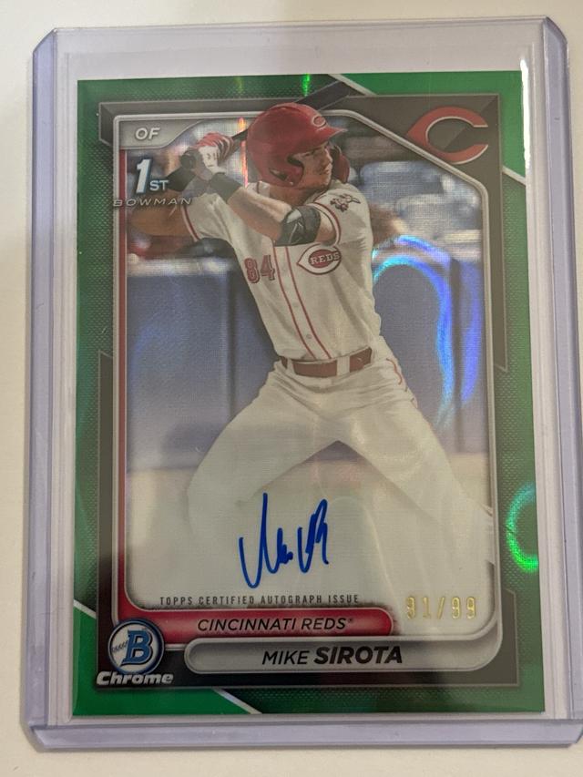 Mike Sirota 2024 Bowman Draft Chrome 1st Prospect GREEN LAVA Auto /99 #CPA-MS