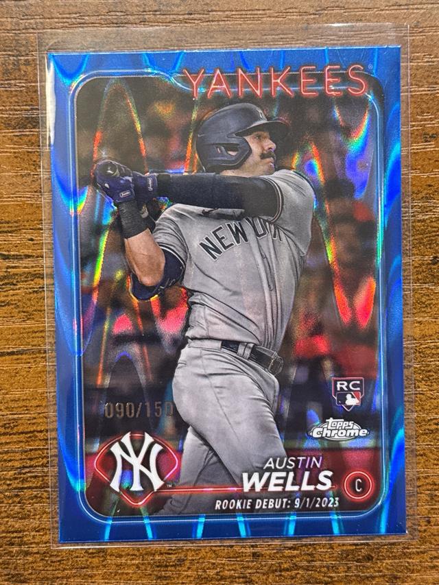 2024 Topps Chrome Update Austin Wells Blue RayWave Refractors /150 #USC197