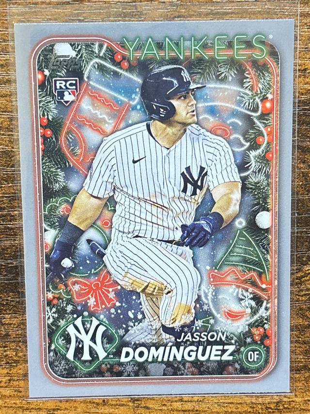 2024 Topps Holiday Jasson Domínguez ﻿Grey Silver Glitter #H75 Yankees Rookie RC