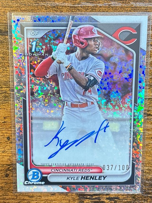 2024 Bowman Chrome Kyle Henley Mini-Diamond Auto /100 #CPA-KHY Reds 1st