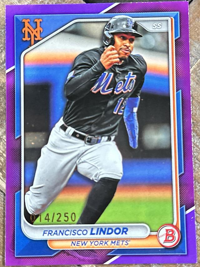 2024 Bowman Francisco Lindor BASE CARDS Purple /250 #38