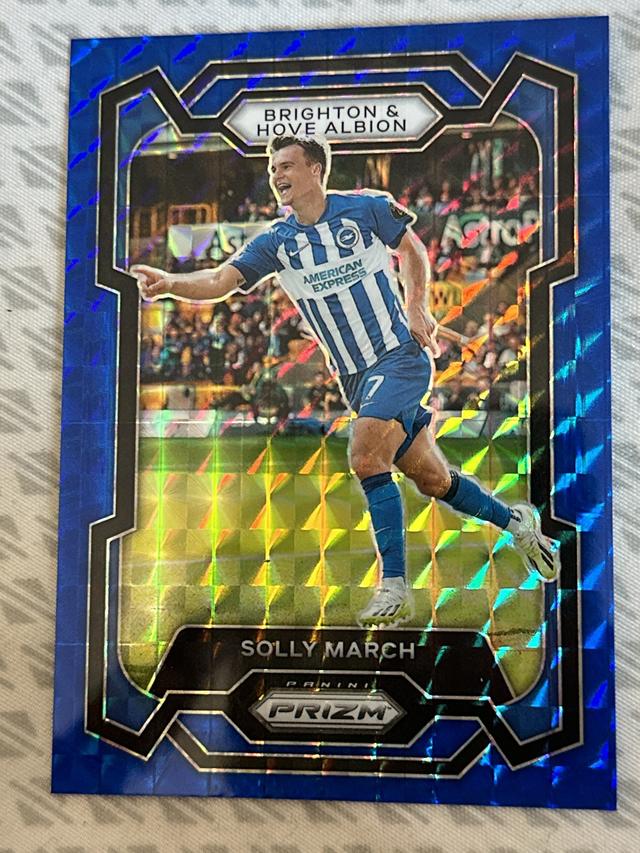 2023-24 Panini Prizm Premier League Solly March ﻿Base Set Blue Mosaic Prizms #95