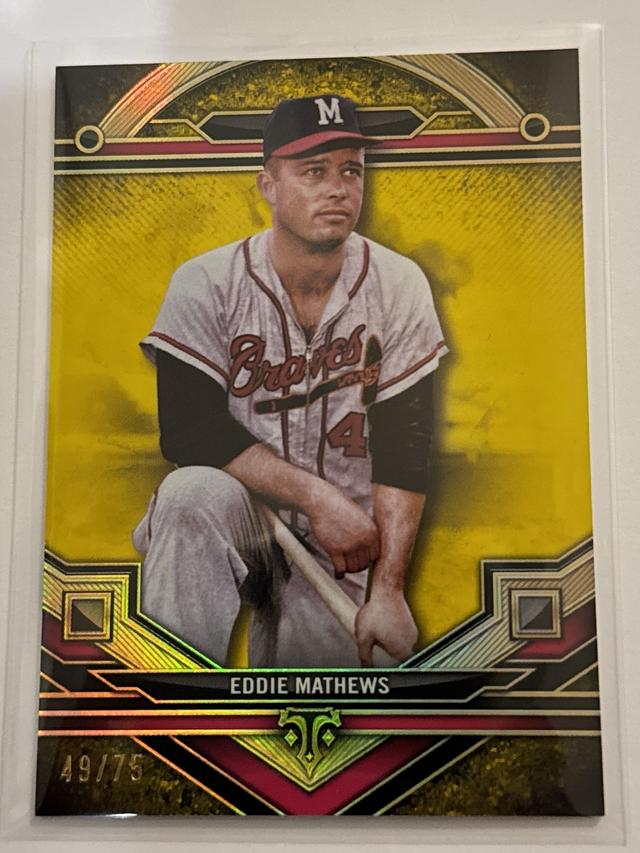 Eddie Mathews 2024 Topps Triple Threads ﻿Citrine /75 #199