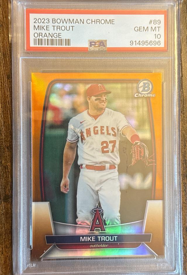 2023 Bowman Chrome Mike Trout Orange Refractor /25 #89 PSA 10