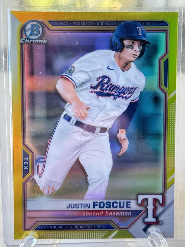 2021 Bowman Justin Foscue CHROME PROSPECTS Yellow Refractors /75 #BCP-41