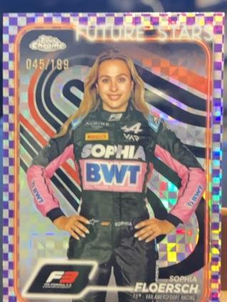 2024 Topps Chrome Formula 1 Sophia Floersch Purple Checker Flag Refractor /199