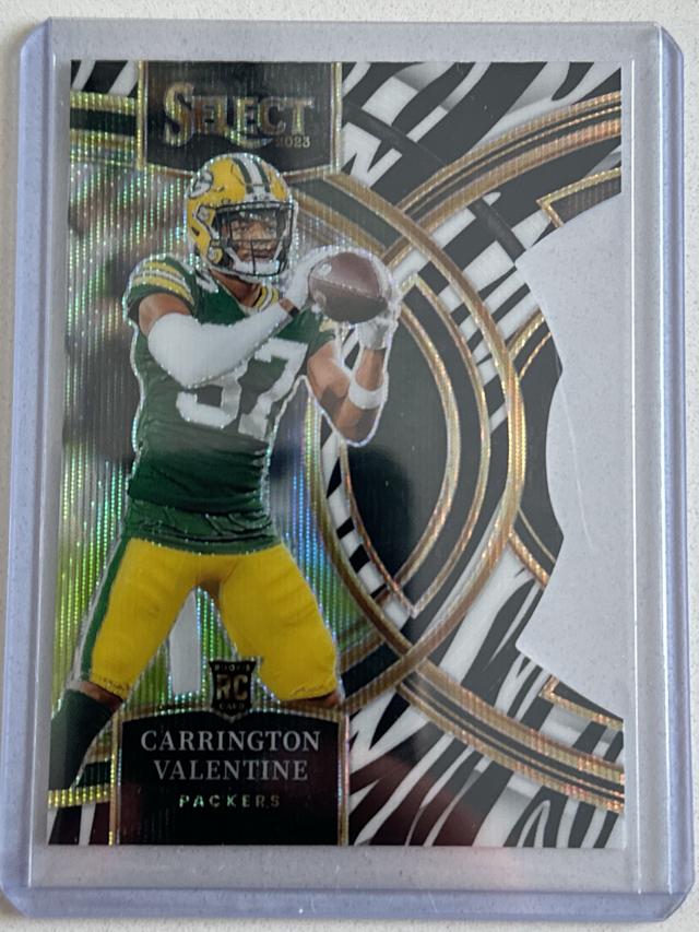 2023 Panini Select Carrington Valentine Premier Level Zebra Prizms Die #118