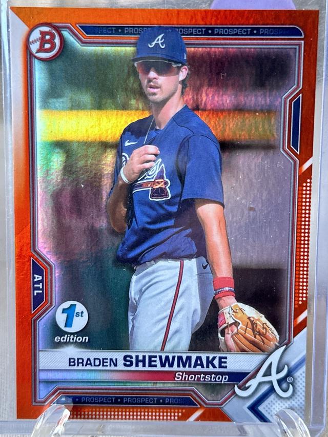 2021 Bowman 1st Edition Braden Shewmake Orange Foil #BFE-48