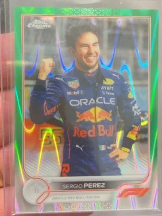 2022 Topps Chrome F1 Sergio Perez Base Set Green RayWave /99 #22