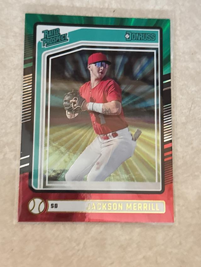 2024 Donruss Jackson Merrill Rated Prospects Red and Green Laser #102