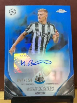 2023-24 Topps Chrome UEFA Harvey Barnes Autographs Blue Refractors /150