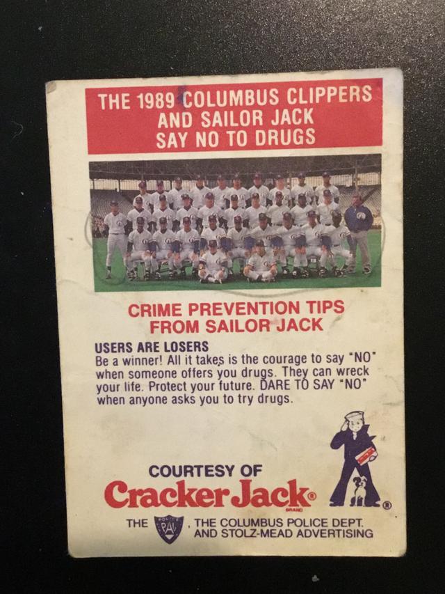 1989 Columbus Clippers Cracker Jack Dave Eiland ﻿Set #2