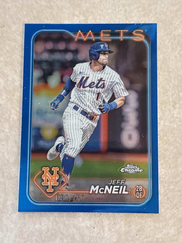 2024 Topps Chrome Jeff McNeil ﻿Base Set Blue Refractors /150 #289