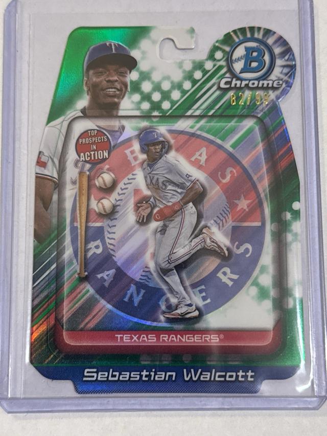 2024 Bowman Draft Sebastian Walcott In Action /99 #BIA-23 Rangers