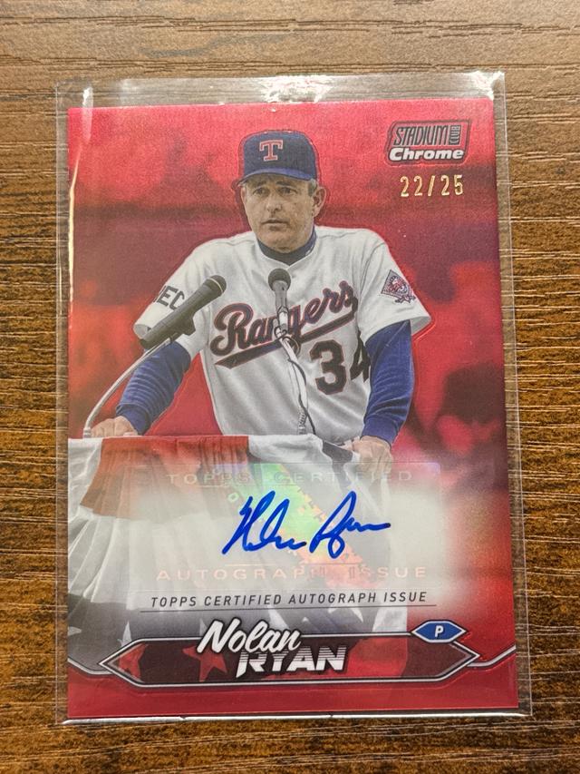 2024 Topps Stadium Club Nolan Ryan Chrome Red Refractor Auto /25 #SCCA-NR