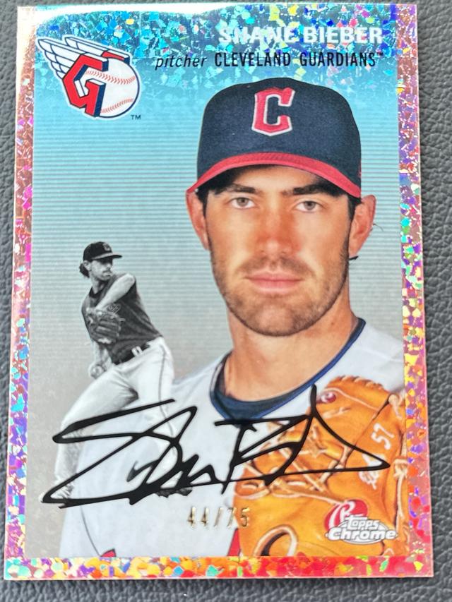 2023 Topps Chrome Platinum '54 Shane Bieber BASE CARDS Rose Gold Mini /75 #274