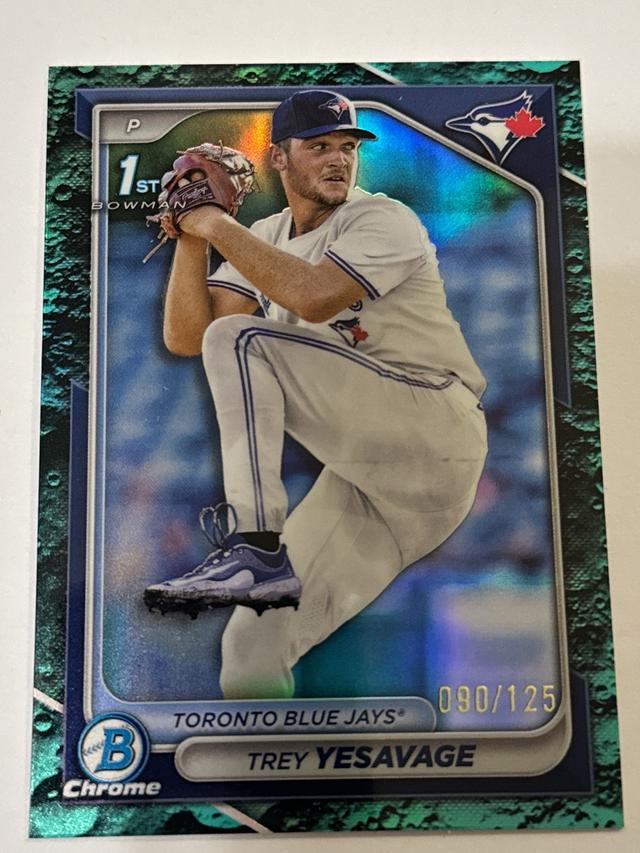 Trey Yesavage 2024 Bowman Draft Aqua Lunar Refractors /125 #BDC-92 Blue Jays