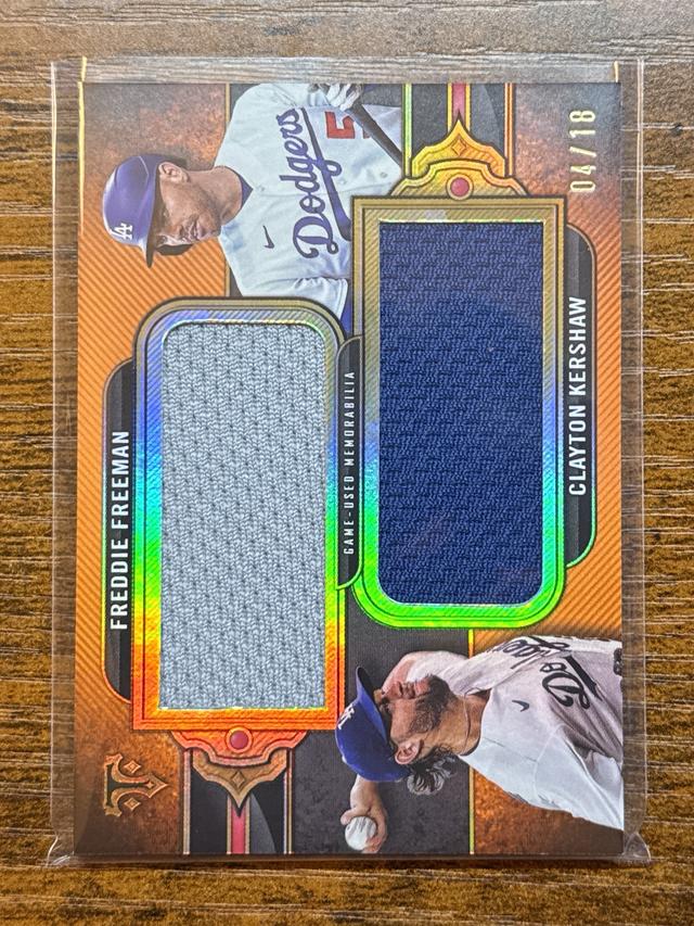 2024 Topps Triple Threads Dual Jumbo Relics Kershaw /Freeman /18 Dodgers