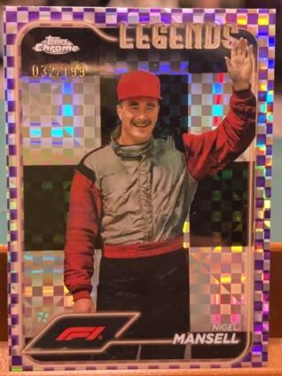 2024 Topps Chrome Formula 1 Nigel Mansell Purple Checker Flag Refractor /199