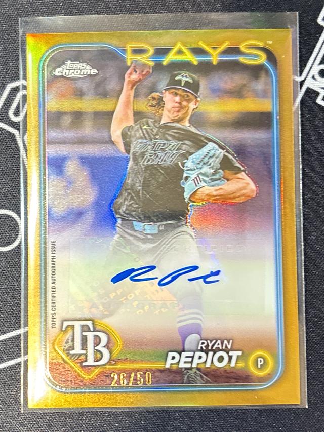 2024 Topps Chrome Update Ryan Pepiot True Gold Refractor /50 #AC-RP Rays 