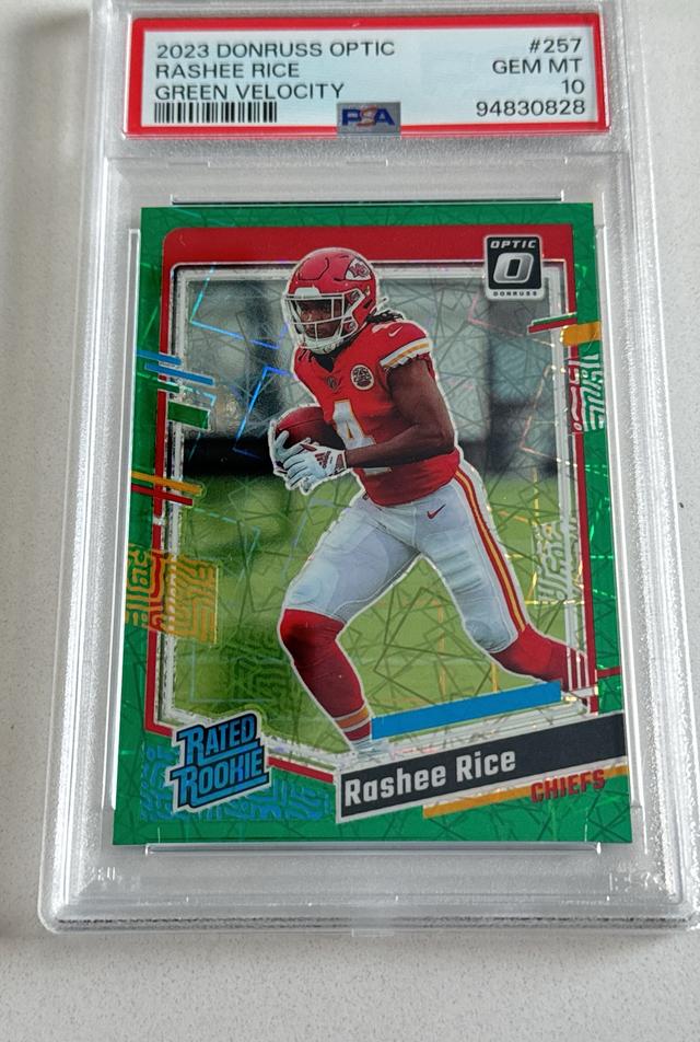 2023 Donruss Optic Rashee Rice PSA 10.0 Rated Rookies Green Velocity #257