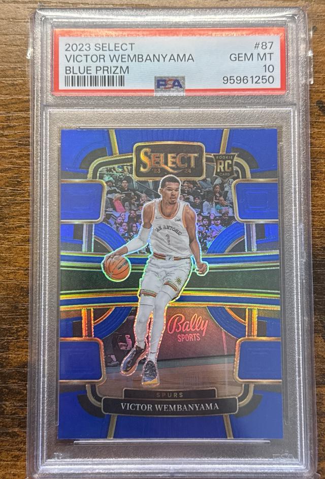 2023-24 Panini Select Basketball Victor Wembanyama PSA 10 Blue Prizms #87 RC