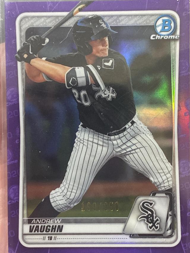 2020 Bowman Andrew Vaughn CHROME PROSPECTS I Purple Refractors /250 #BCP-26