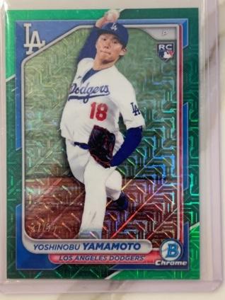 2024 Bowman Mega Box Yoshinobu Yamamoto Green Mega Refractors /99 #36