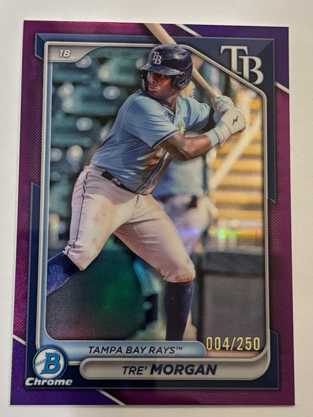 Tre' Morgan 2024 Bowman Draft Purple Refractors /250 #BDC-197 LSU / Rays