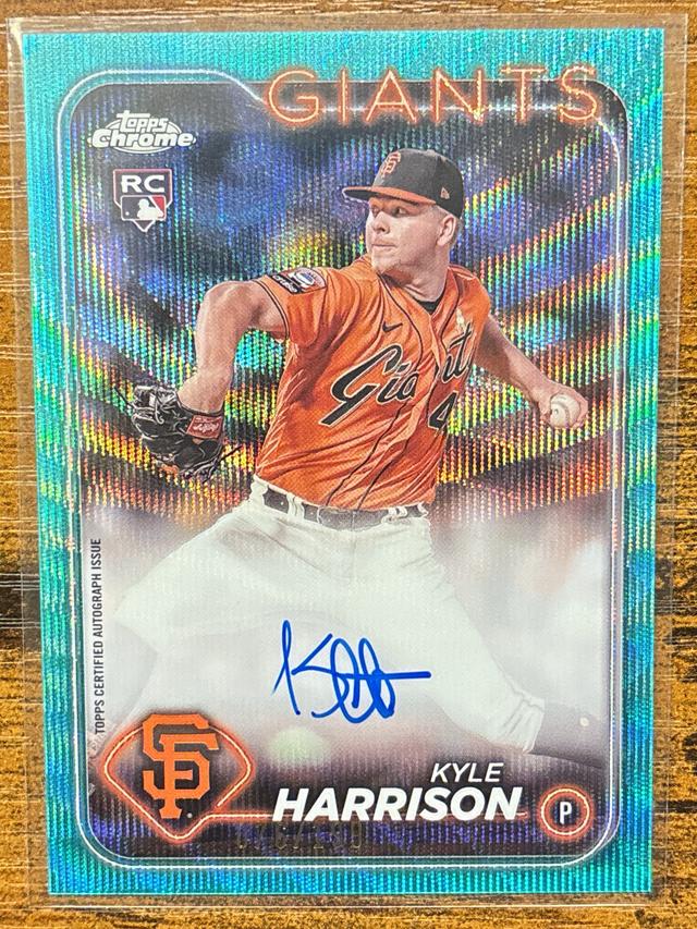 2024 Topps Chrome Kyle Harrison Aqua Wave Refractor /199 #RA-KH Giants Rookie RC