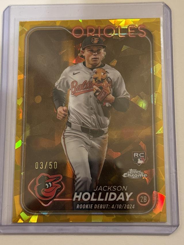 2024 Topps Chrome Sapphire Update Jackson Holliday Rookie Debut Gold /50 #USCS97