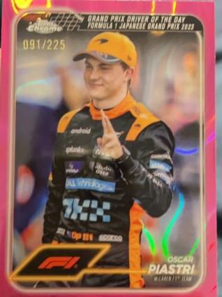 2024 Topps Chrome Formula 1 Oscar Piastri Fuchsia Lava Refractor Parallel /225