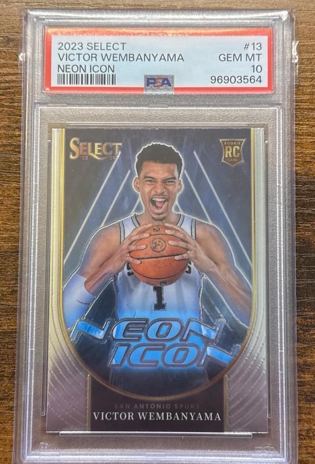 2023-24 Panini Select Basketball Victor Wembanyama PSA 10 RC Neon Icon #13