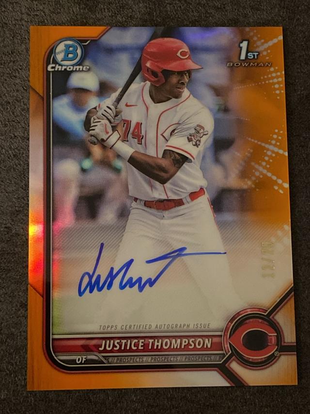 2022 Bowman Justice Thompson Orange Refractors /25 #CPA-JT