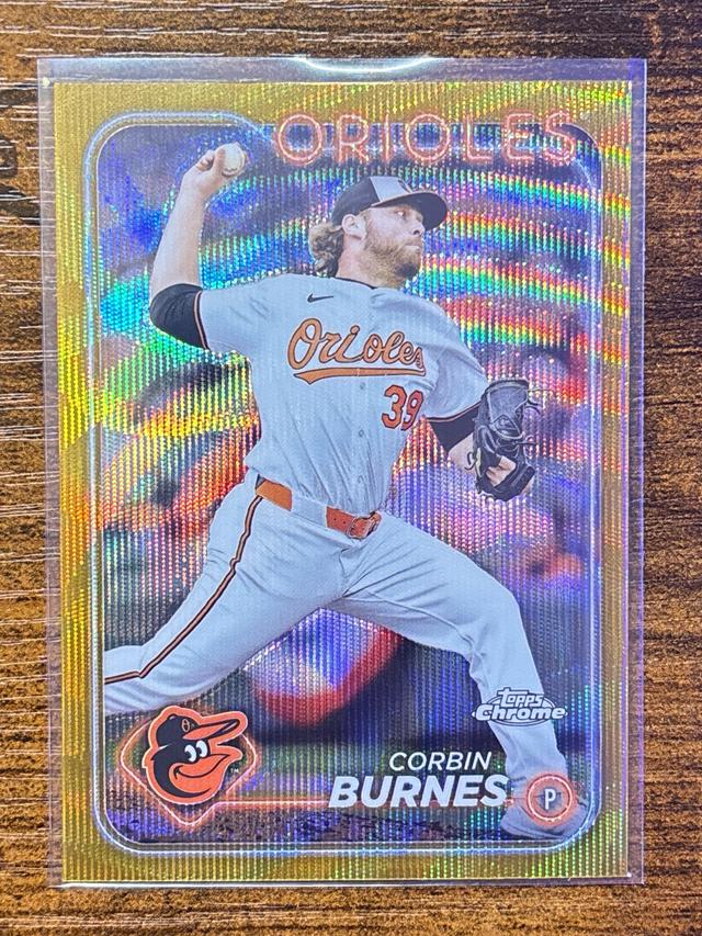 2024 Topps Chrome Corbin Burnes ﻿Gold Wave Refractor /50 #3 Orioles Pitcher