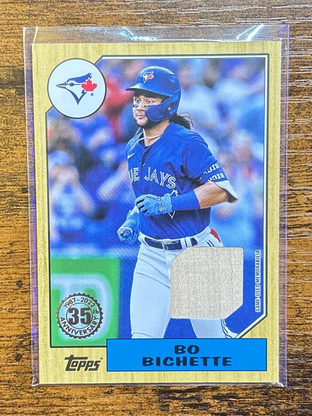 2022 Topps Series 2 Bo Bichette 1987 Game Bat Relic #87BR-BBI Blue Jays 35th