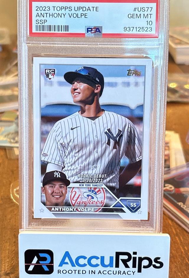 2023 Topps Update Series Anthony Volpe PSA 10 Golden Mirror Image Variation