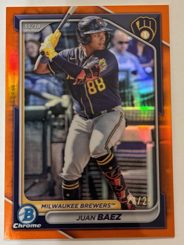 Juan Baez 2024 Bowman Draft Chrome Base Orange Refractors /25 #BDC-150