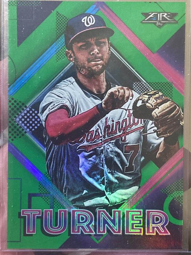 2020 Topps Fire Trea Turner Base Set Green /199 #86