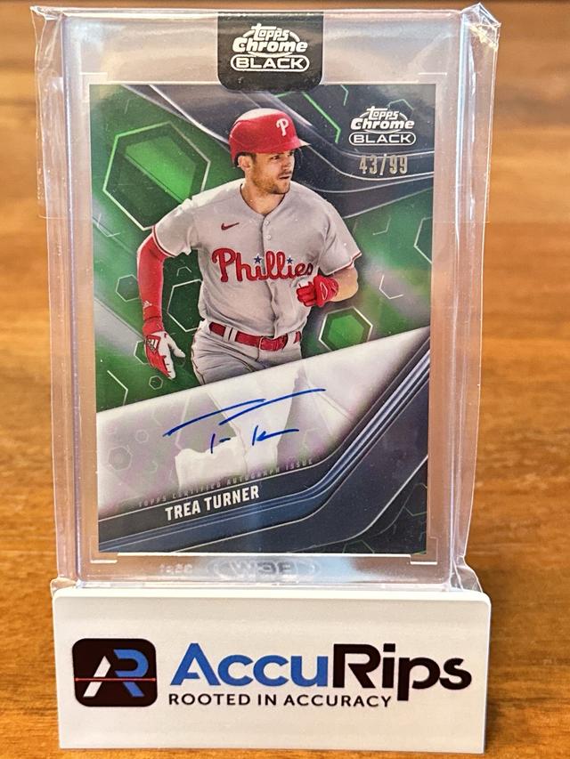 2023 Topps Chrome Black Trea Turner AUTOGRAPH CARDS Green Refractor /99 #CBA-TT