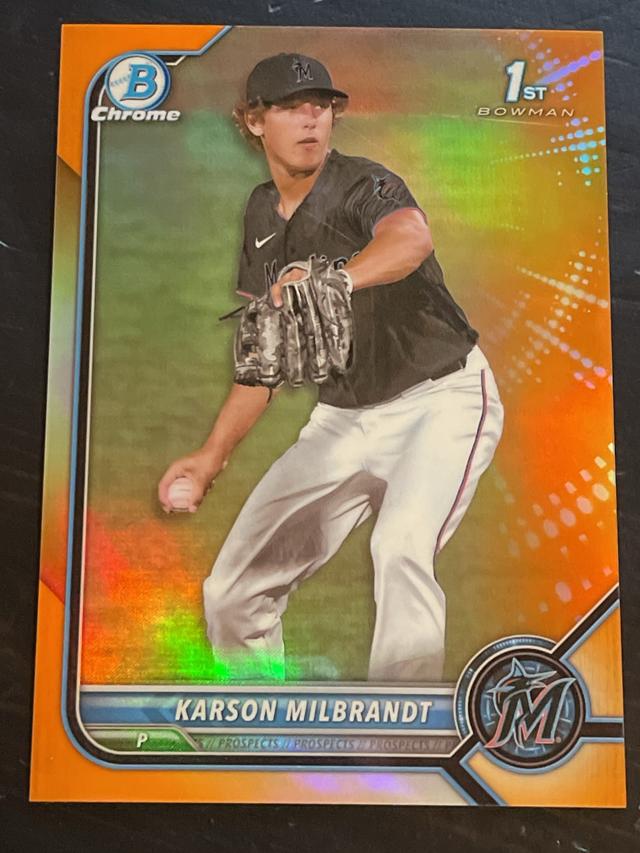 2022 Bowman Draft Karson Milbrandt Orange Refractors /25 #BDC-87