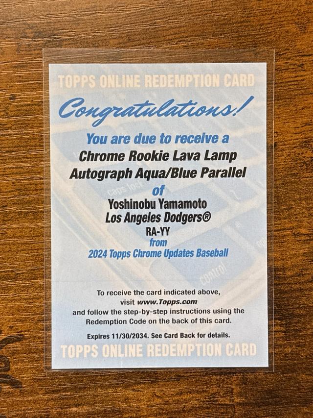 2024 Topps Chrome Update Yoshinobu Yamamoto Auto Lava Lamp Aqua/Blue #RA-YY RC