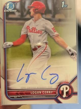 2022 Bowman Chrome Logan Cerny BOWMAN CHROME PROSPECT AUTOGRAPHS I #CPA-LC